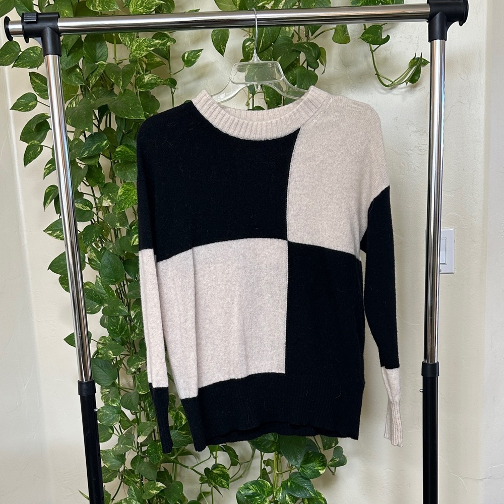 Frank & Oak Black and Cream Block Sweater